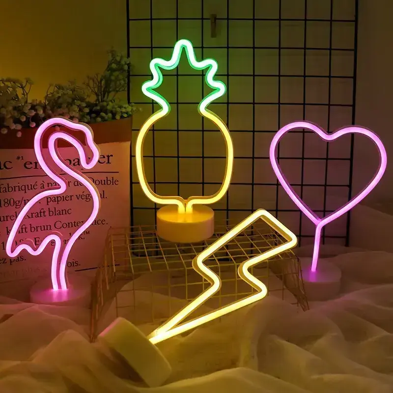 Battery Operated Led Light Pineapple Flamingo Palm Tree Decorative Custom Neon Light Strip Sign Led Neon Decoration Led Lights