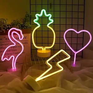 Battery Operated Led Light Pineapple Flamingo Palm Tree Decorative Custom Neon Light Strip Sign Led Neon Decoration Led Lights