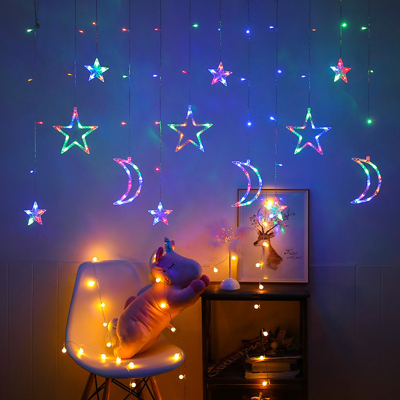 Twinkling Star Moon Icicle Light Decoration Led Lights luces de navidad Christmas Curtain Lights