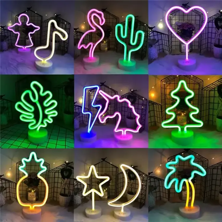 Battery Operated Led Light Pineapple Flamingo Palm Tree Decorative Custom Neon Light Strip Sign Led Neon Decoration Led Lights