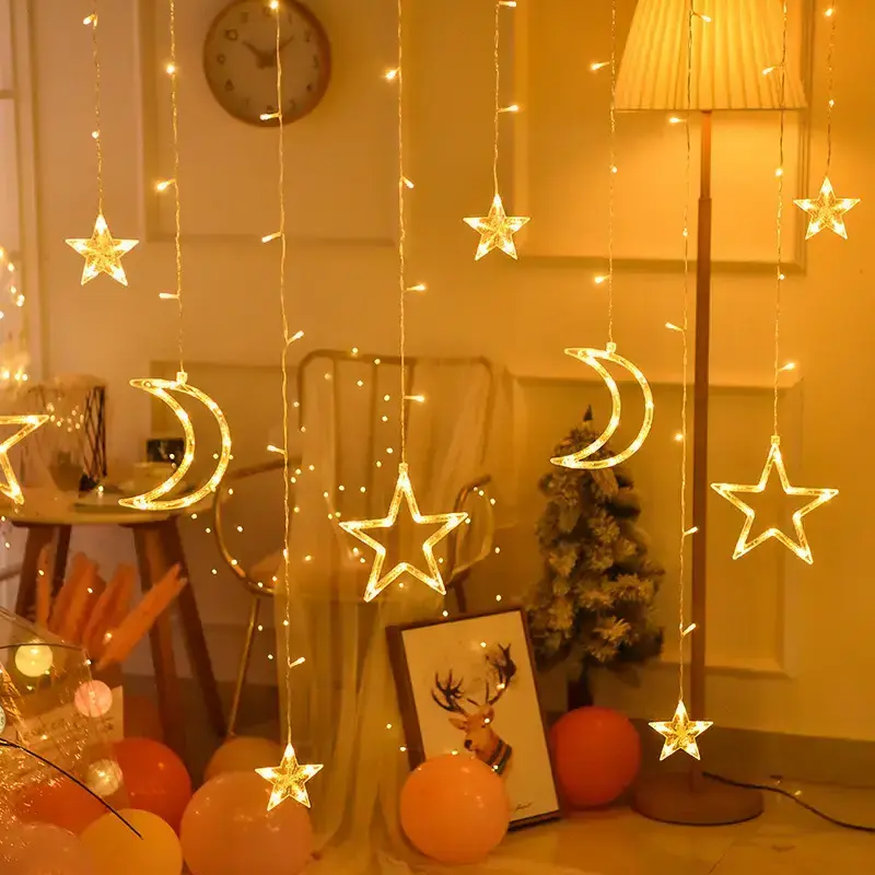 Twinkling Star Moon Icicle Light Decoration Led Lights luces de navidad Christmas Curtain Lights