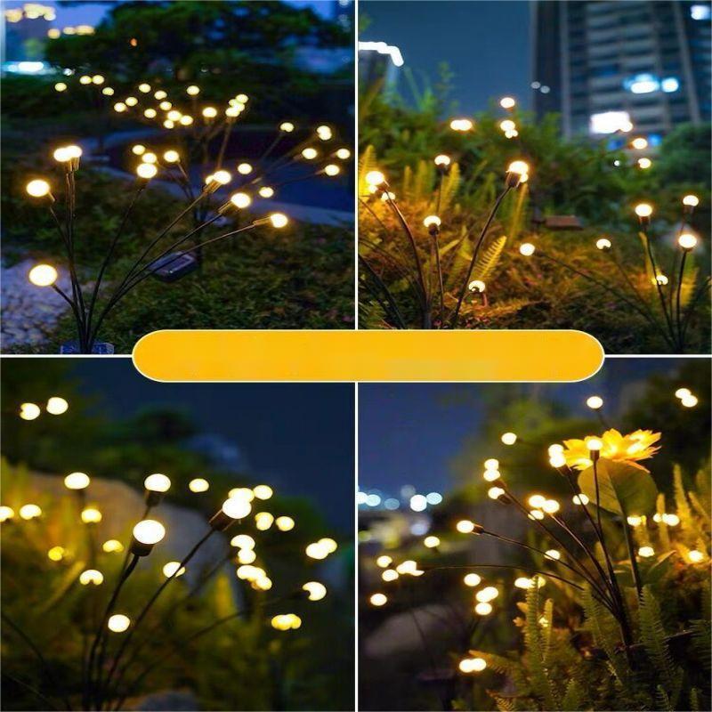 Waterproof solar power firefly light Wind Blows Swaying pathway decoration led lights country yard lamp