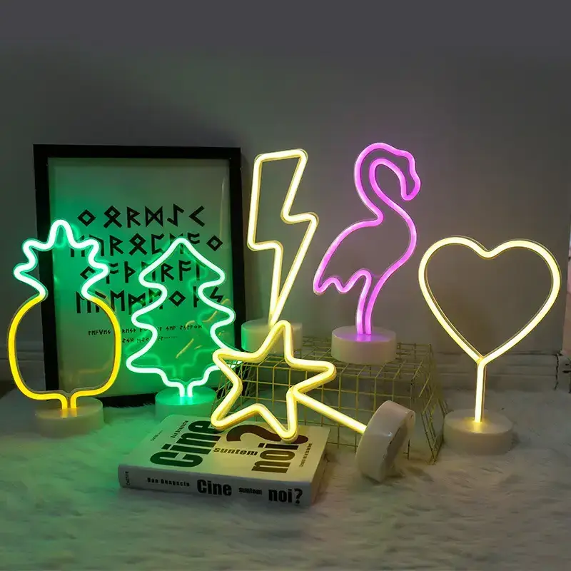 Battery Operated Led Light Pineapple Flamingo Palm Tree Decorative Custom Neon Light Strip Sign Led Neon Decoration Led Lights