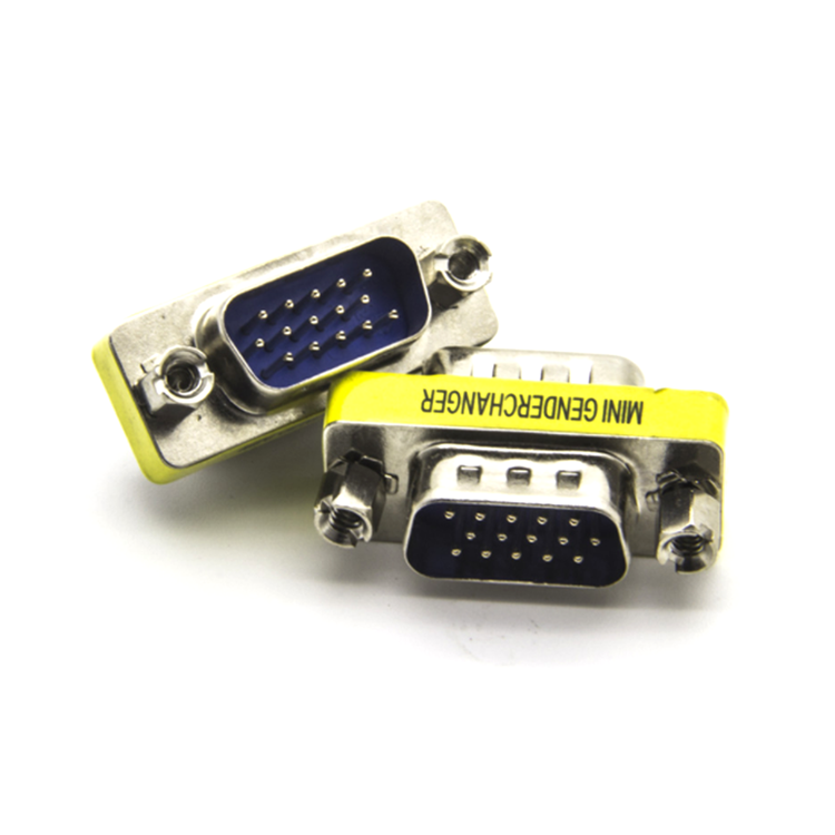 Low Price Of Brand New Mini Gender Changer Male To Female Yellow Colour VGA Connector Adapter For HDTV