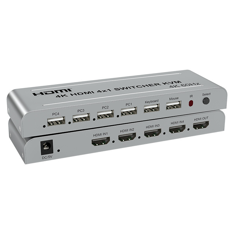 2.0V 4X1 HDMI KVM Switcher 4Kx2K@60Hz HDMI Quad Multiviewer 4x1 with Seamless Switch