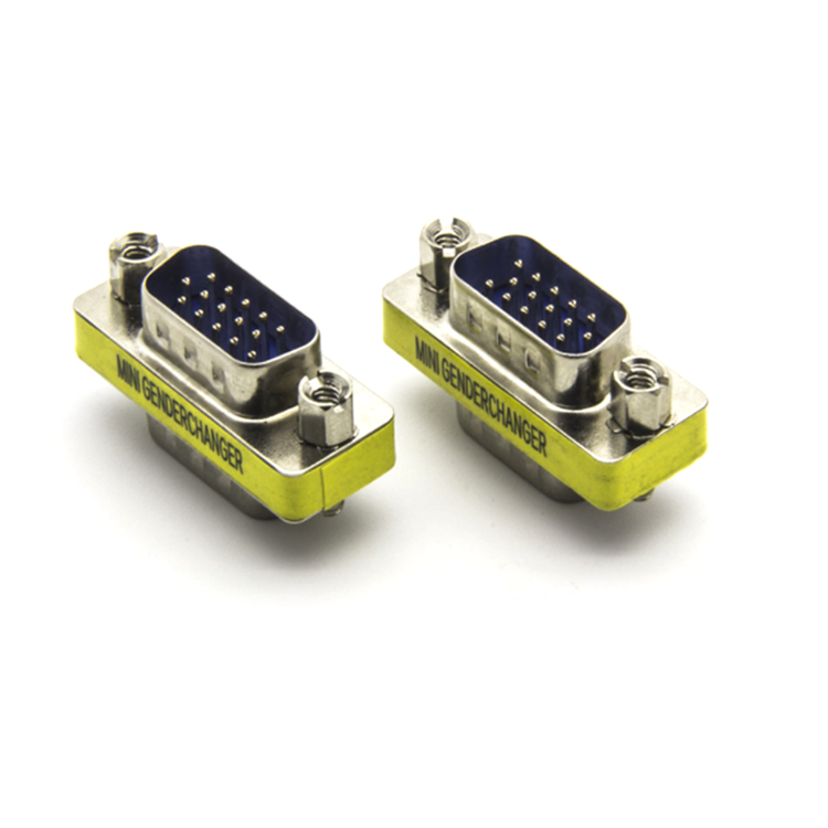 Low Price Of Brand New Mini Gender Changer Male To Female Yellow Colour VGA Connector Adapter For HDTV