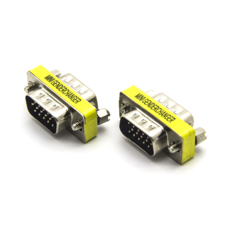 Low Price Of Brand New Mini Gender Changer Male To Female Yellow Colour VGA Connector Adapter For HDTV