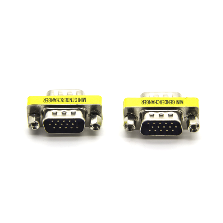 Low Price Of Brand New Mini Gender Changer Male To Female Yellow Colour VGA Connector Adapter For HDTV