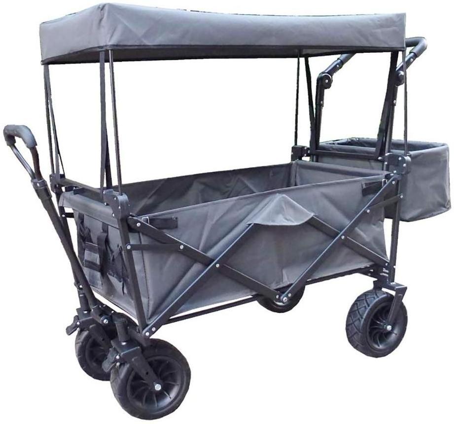 Camping cart trolley hand truck collapsible canopy beach wagon beach trolley with offroad tyres removable folding roof