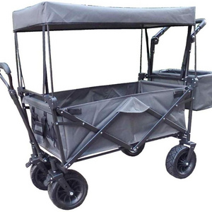 Camping cart trolley hand truck collapsible canopy beach wagon beach trolley with offroad tyres removable folding roof