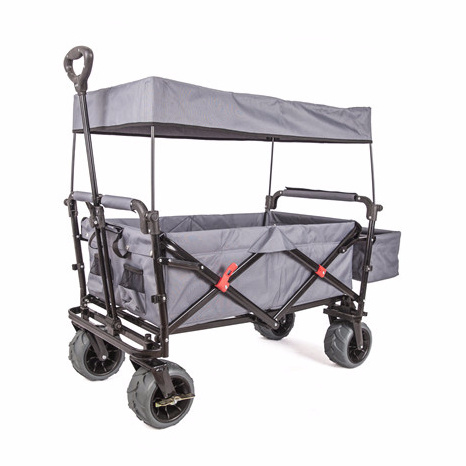 Camping cart trolley hand truck collapsible canopy beach wagon beach trolley with offroad tyres removable folding roof