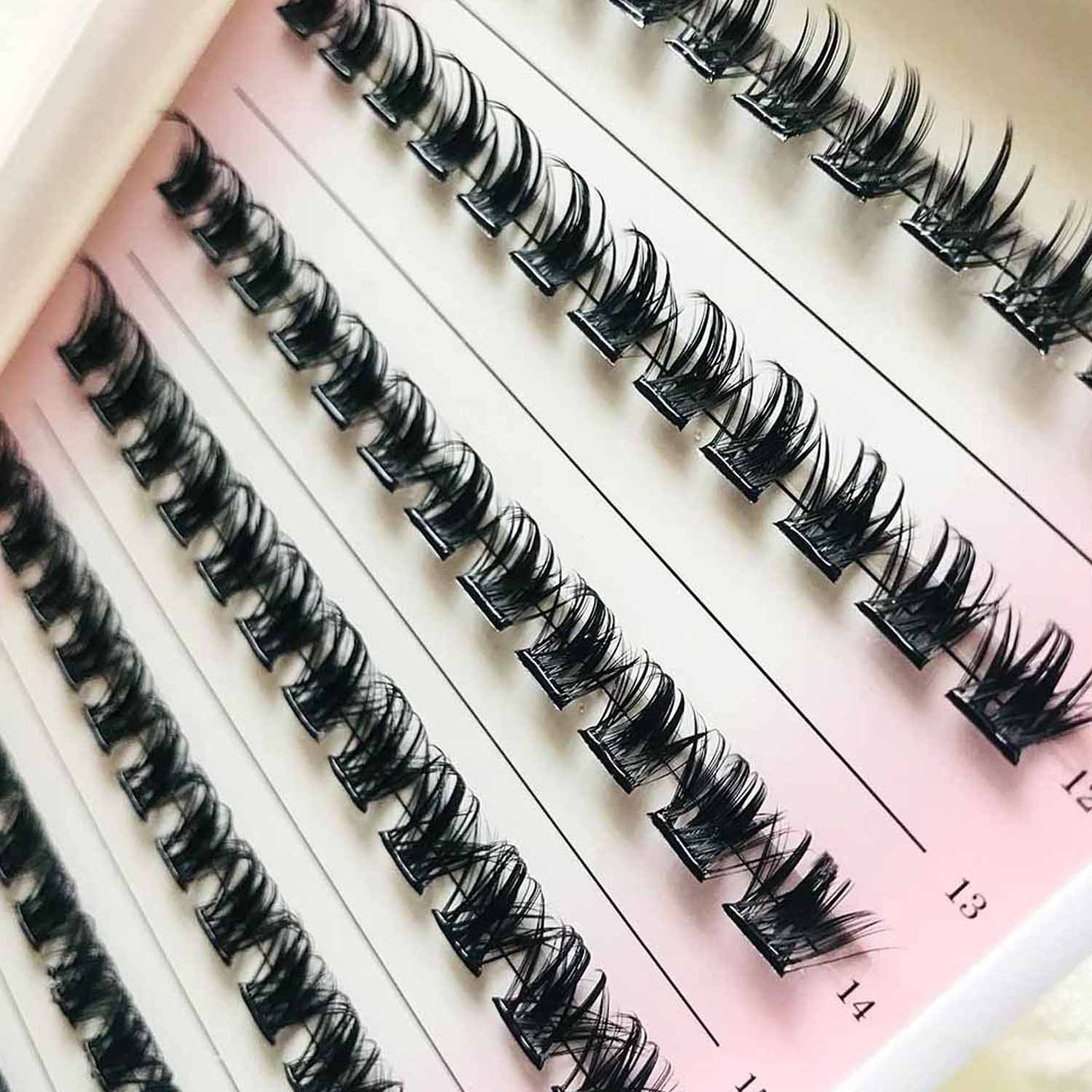 New Arrival Pre-Cut Segmented Individual Long Lasting No Glue Needed Lash Clusters Extension Fan Eyelashes D Curl Cluster Lashes