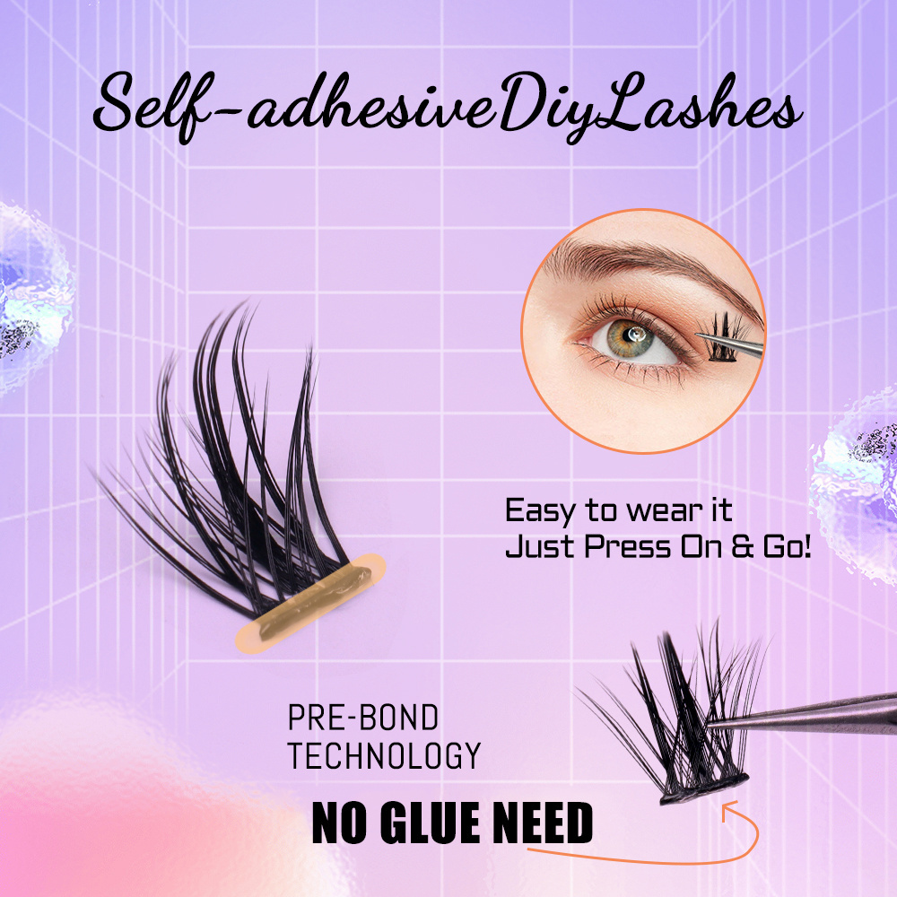 New Arrival Pre-Cut Segmented Individual Long Lasting No Glue Needed Lash Clusters Extension Fan Eyelashes D Curl Cluster Lashes