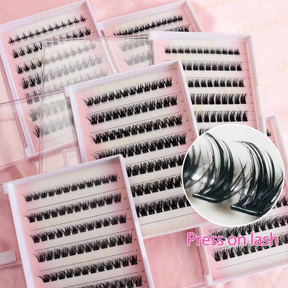 New Arrival Pre-Cut Segmented Individual Long Lasting No Glue Needed Lash Clusters Extension Fan Eyelashes D Curl Cluster Lashes