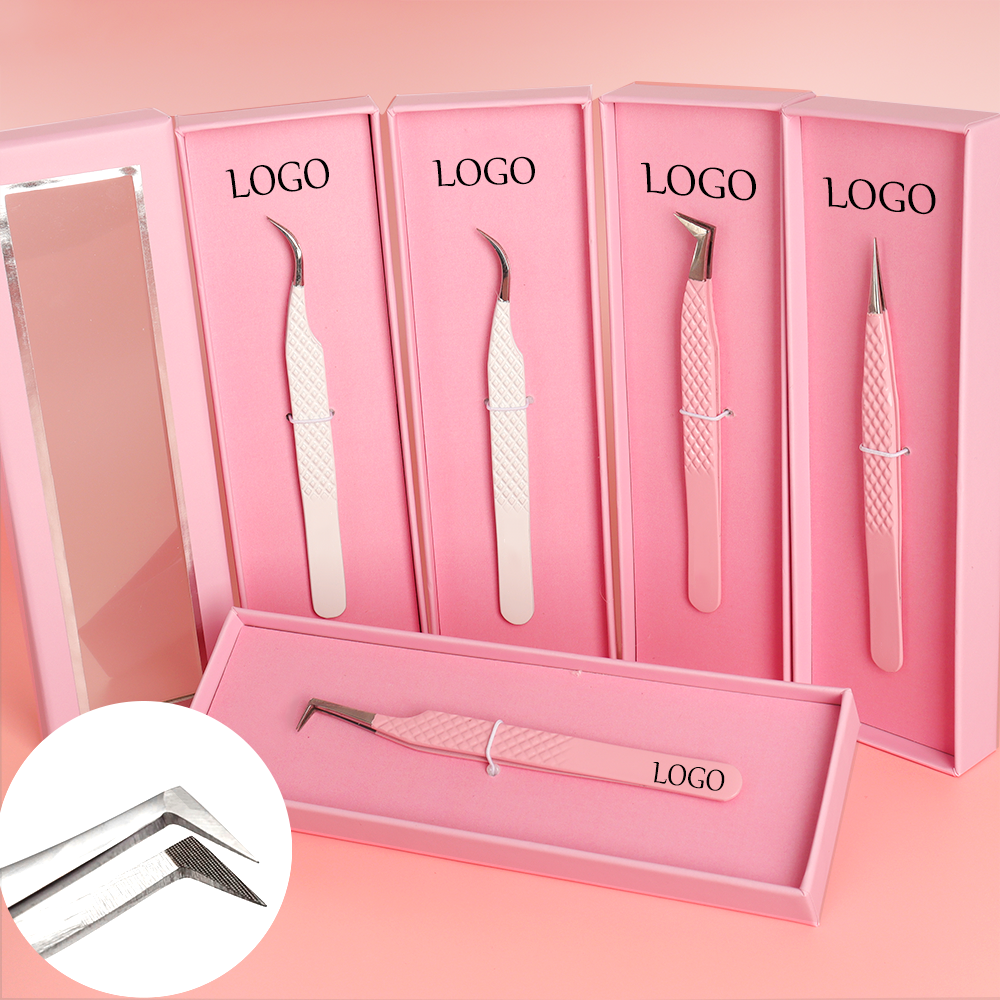 bulk tweezers volume tweezers lash accessories 45 90 Degree lash extension suppliers Diamond Fiber Tip Lash Tweezers