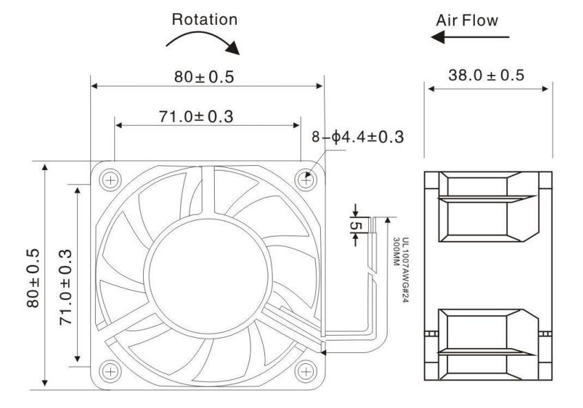 Free Shipping 8038 Waterproof Cooling Fan 12v 5v 24v 0.5a 5000rpm Dc 80x80x38m Deep Freezer Cooling Fan