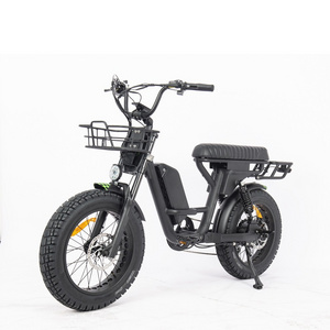 20 long saddle electric bike step through fat tire double suspension retro ebike