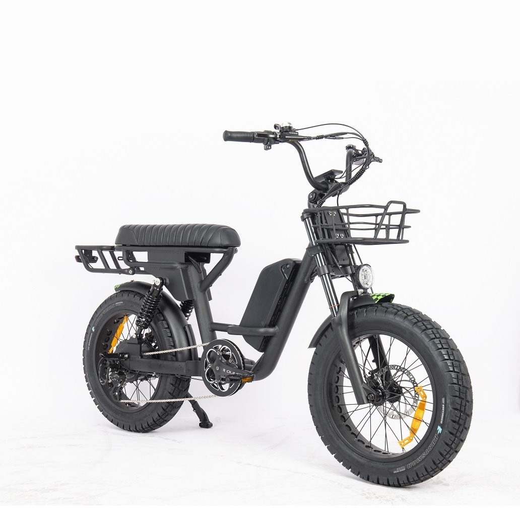 20 long saddle electric bike step through fat tire double suspension retro ebike