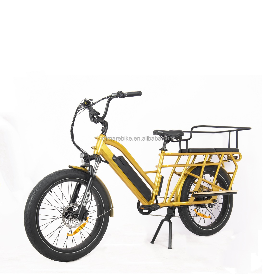 Double saddle cargo electric bike rack Electric bike with kids rear motor drive electric lithium battery bicycle city load bike