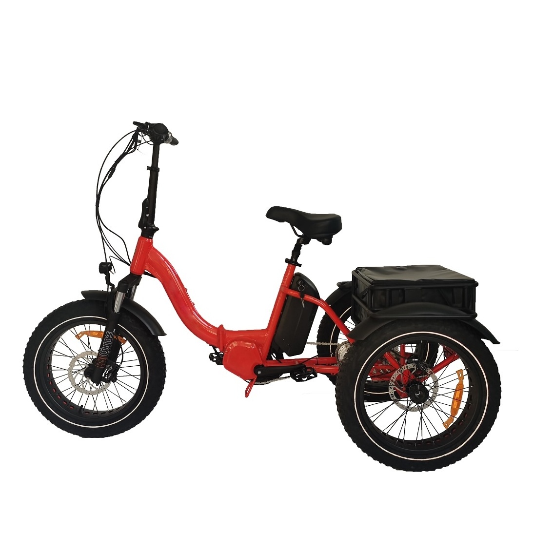 20inch  mid drive electric tricycle 3 wheel With back basket electric bike  fat tyre three wheel electric mountain bicycle