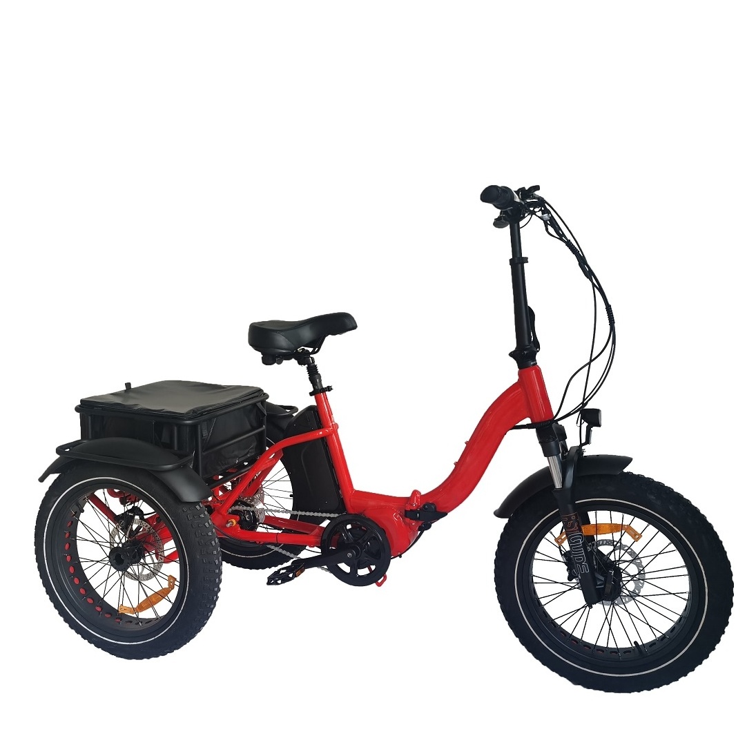 20inch  mid drive electric tricycle 3 wheel With back basket electric bike  fat tyre three wheel electric mountain bicycle