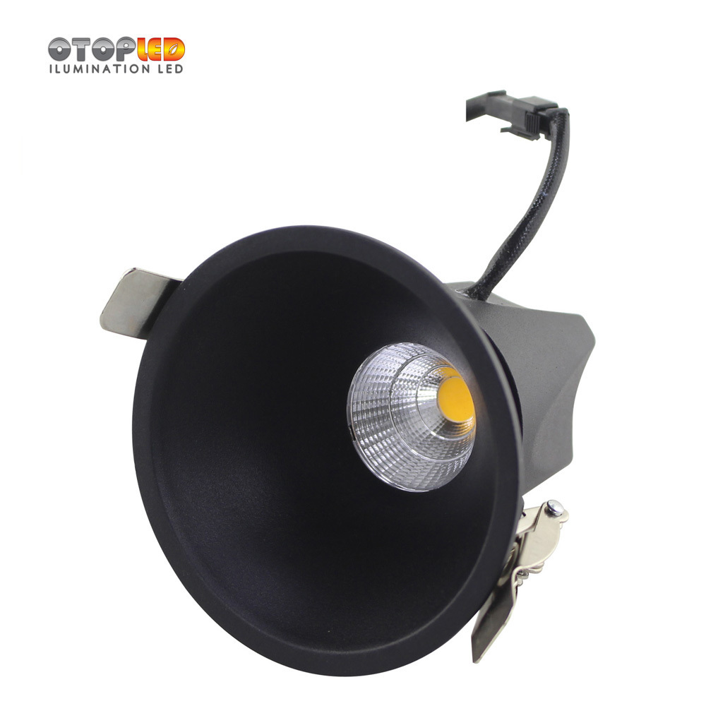 7W Black recessed anti glare ugr 19 led downlight  2700K for hotel project