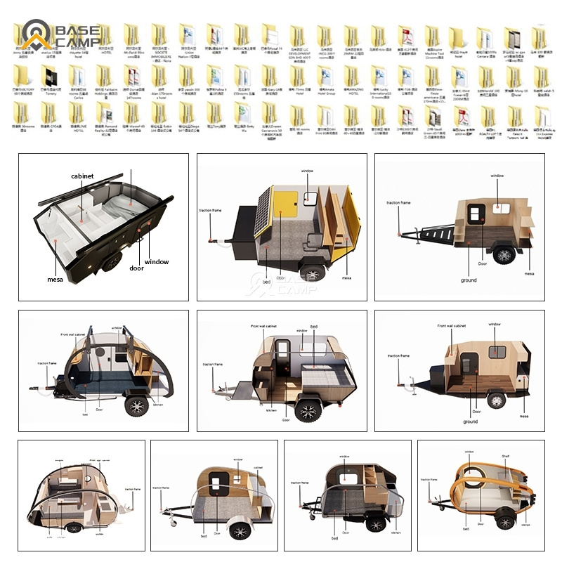 Travel Outdoor Camping Car Trunk Roof Top Tent Camper for Trailer with Hard Aluminum Shell Tents Camper Trailer