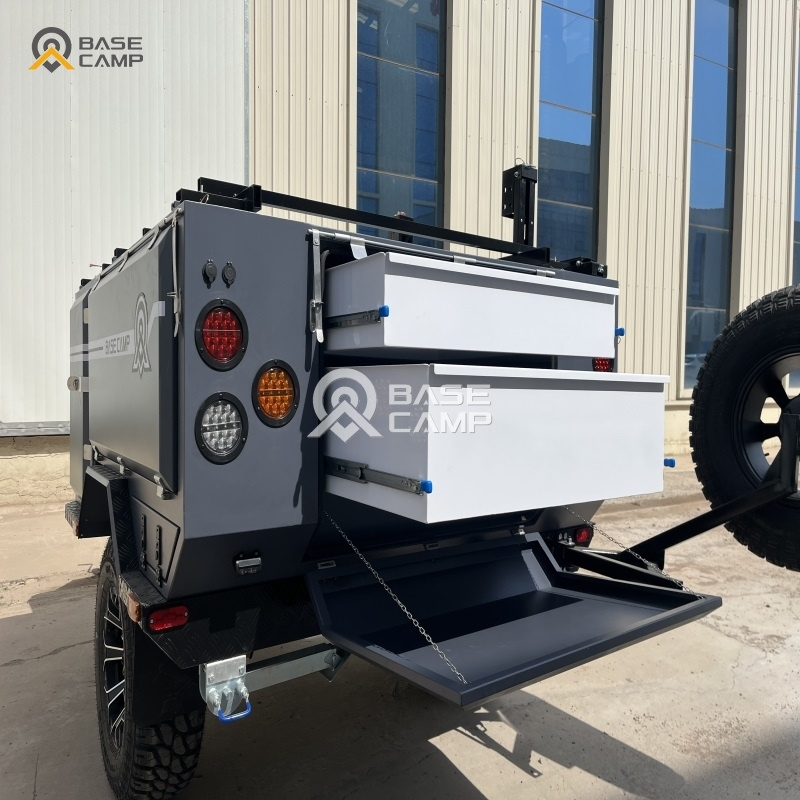 2023 latest layout hot sale off road mini camper trailer with external shower box for sale