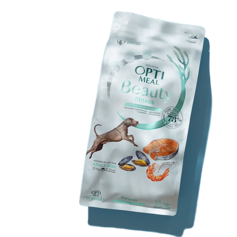 custom metallic printing side gusset bag with ziplock for 4KG dry pet food packaging