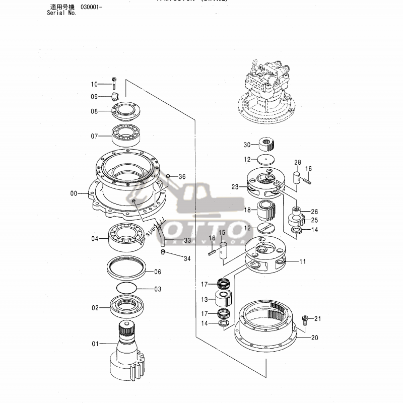 OTTO OEM Quality Swing Gearbox Bearing ZX280LC ZX270 Swing Motor And Travel Motor 4439418 4484557 4635680 9162234