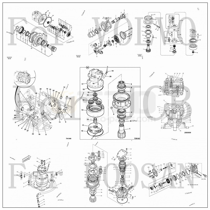 OTTO Excavator Swing Motor Parts Repair Kits Dx225 D130-5 DH200-7 Swing Motor Seal Kit For DOO SAN DAE WOO Swing Motor Reduction