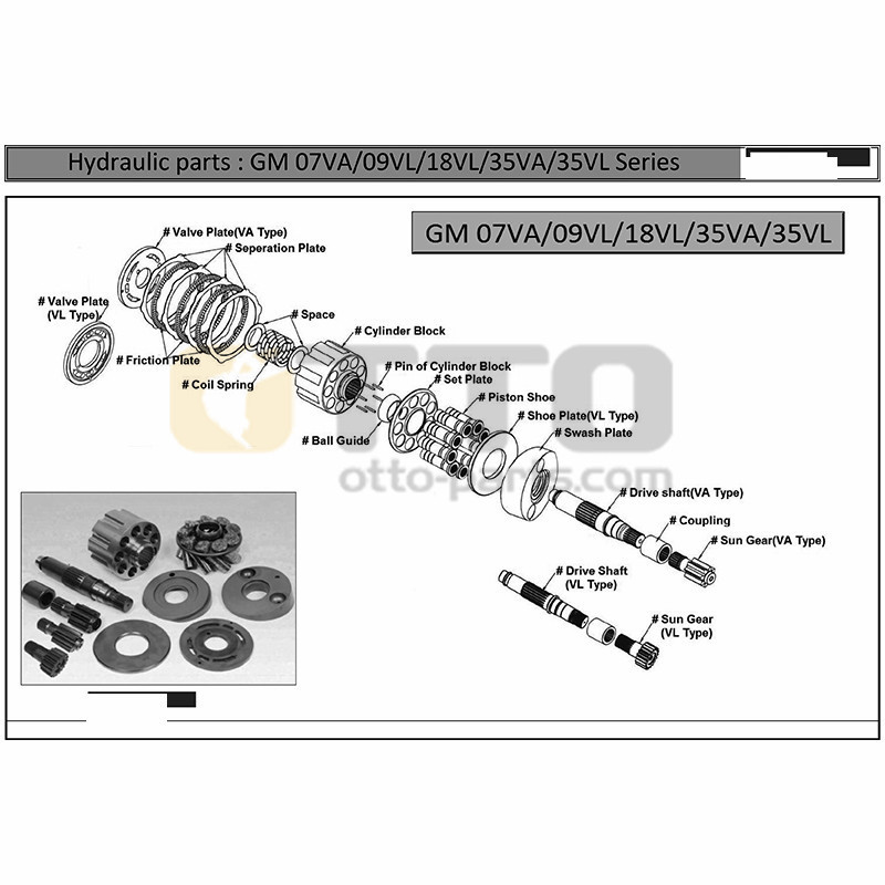 OTTO Excavator Part Hydraulic Pump Parts Repair Kit DH220-5 DH220-7 DH300-7 Hydraulic Gear Pump Parts For DOO SAN DAE WOO