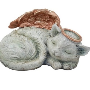 Sleeping Angel Cat Small Cremation Urn for Ashes Statue 7.5" Wide Pet Memorial Figurine Feline Cats Decor Urns