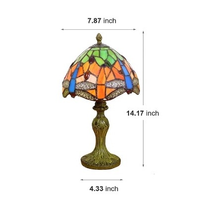 Table Lamp Baroque Handmade Stained Glass Desk Lamps Gifts Alloy Base 14.17