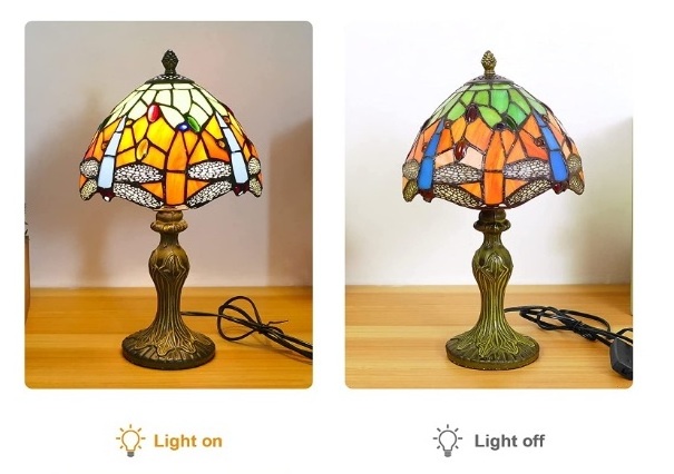 Table Lamp Baroque Handmade Stained Glass Desk Lamps Gifts Alloy Base 14.17