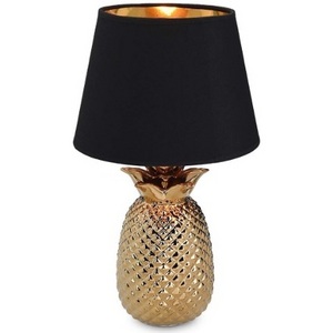 Gold Pineapple Table Lamp - 15.75" H Modern Tropical Decor Light with Ceramic Base for Bedroom, Living Room