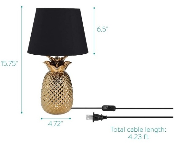 Gold Pineapple Table Lamp - 15.75