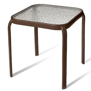 Square Coffee Table in Bronze with Tempered Glass Top  Home Furniture for Patio Pool & Balcony Outdoor End Table