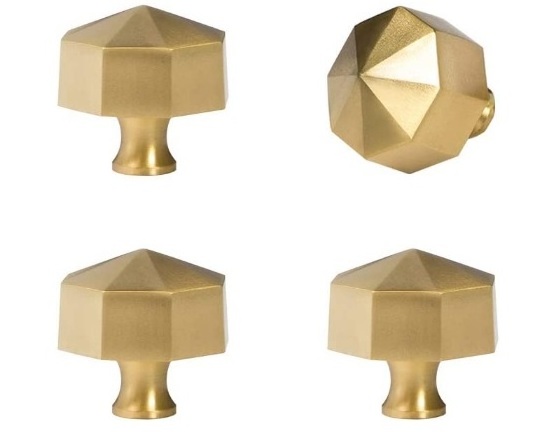 Beautiful Brushed Gold Kitchen Cabinet Knobs Contemporary Euro Style Dresser Drawer Knob Handles 4Pack