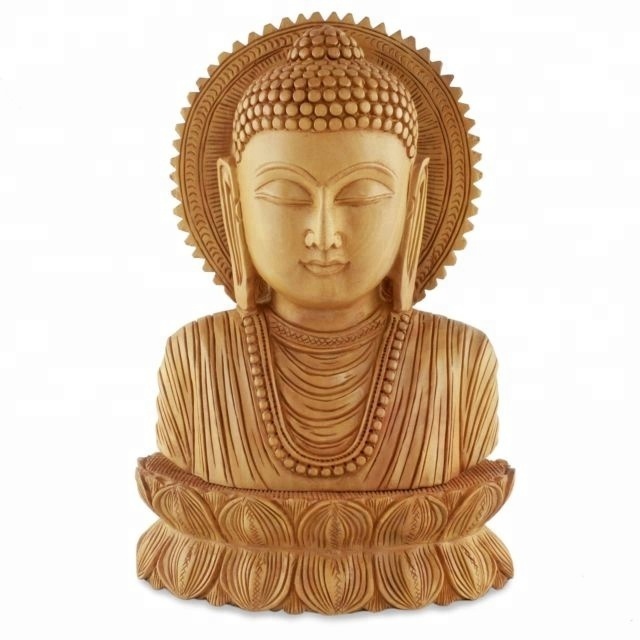 Carved Wood Sitting Buddha Statue