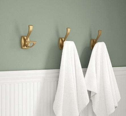 Brushed Brass Towel Hook, Bathroom Robe Hooks, Wall Mounted Retro Single Door Coat Clothes Hanger Sponges Hook