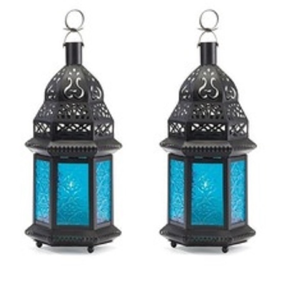 White Medium Candle Lantern Set of 2