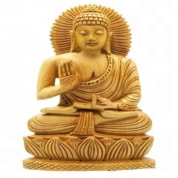 Carved Wood Sitting Buddha Statue