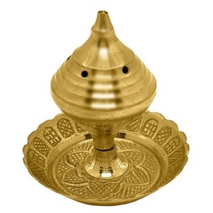 Pure Brass Incense Agarbati Stick Stand Holder with Plate Festive Puja Diwali Temple Agarbatti Burner with Ash Catcher Indian