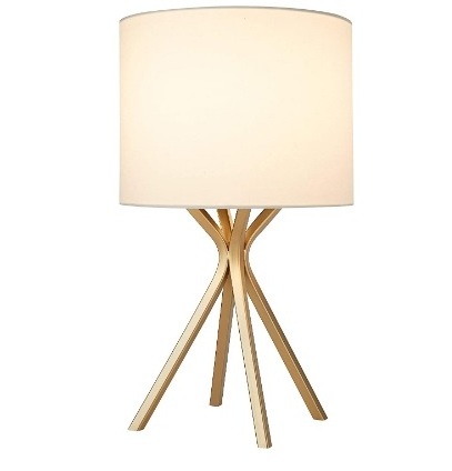 Gold Bedside Table Desk Lamp with Light Bulb  18 Inches Linen Shade Table Lamp bulb candle warmer lamp