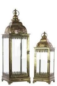 White Medium Candle Lantern Set of 2