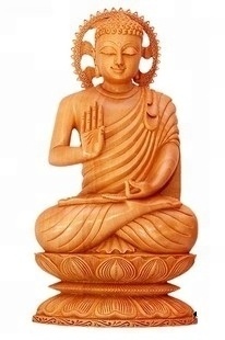 Carved Wood Sitting Buddha Statue