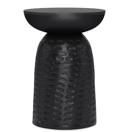 Black Metal SOLID 13 inch Wide Round Contemporary Accent Table in Black, Fully Assembled, for the Living Room and Bedroom