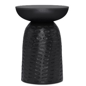 Black Metal SOLID 13 inch Wide Round Contemporary Accent Table in Black, Fully Assembled, for the Living Room and Bedroom