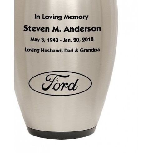 New Ford Emblem Two Toned Car Urn  high quality cremation urn that has been made with love, so you can honor the memory